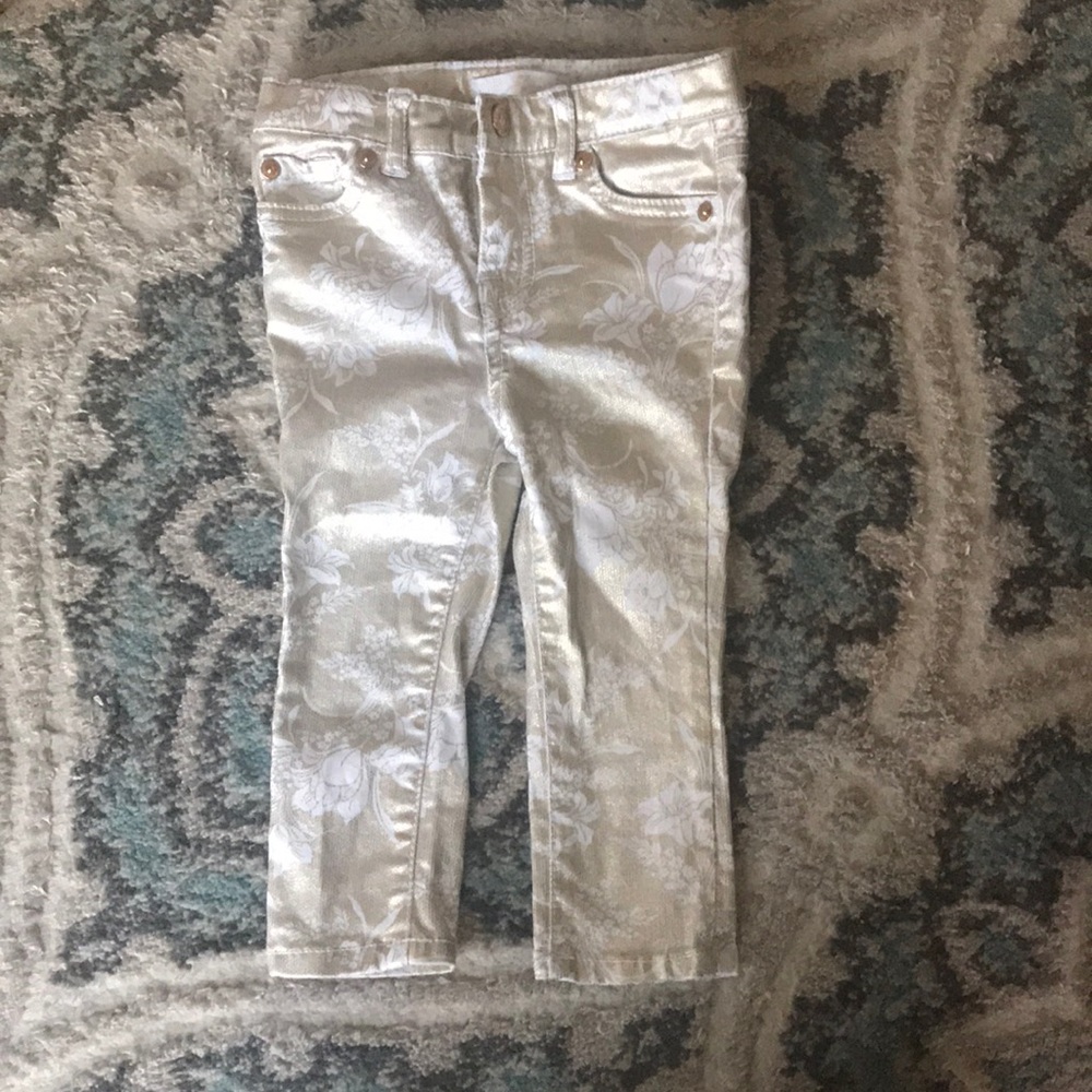 Baby 7 for all mankind gold shimmer jeans 18 mos.